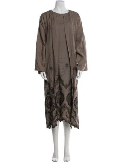 Pre-owned Eskandar Wool Printed Dress Set In Gray