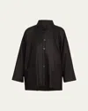 Eskandar Wool Silk Button-front Jacket In Black