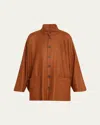 Eskandar Wool Silk Button-front Jacket In Rust