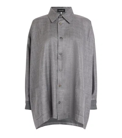 Eskandar Wool-silk-linen A-line Jacket In Grey