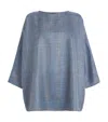 Eskandar Wool-silk-linen Boat-neck Top In Blue