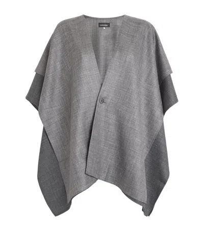 Eskandar Wool-silk-linen Double-layer Cape In Grey