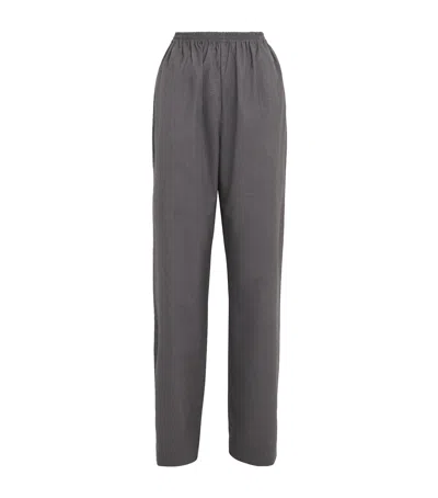Eskandar Wool Straight Trousers In Grey