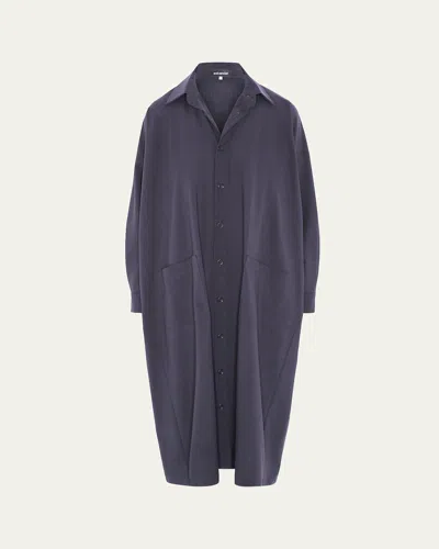Eskandar Wool Stretch Angle-to-front Side-seam Shirtdress