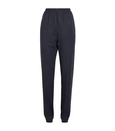 Eskandar Wool Tapered Trousers In Blue