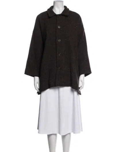 Pre-owned Eskandar Wool Tweed Pattern Coat In Brown