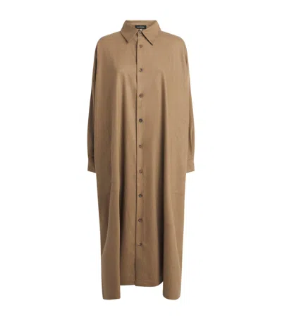 Eskandar Wool-blend Shirt Dress In Brown