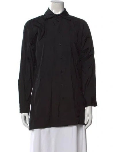 Pre-owned Eskandar X Bergdorf Goodman Long Sleeve Button-up Top In Black