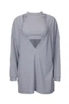 Esley Collection Cropped Tank And Pullover Two-piece Set In Light Grey In Gray