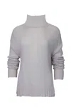 Esley Collection Knit Mock Neck Sweater In Beige In Gray