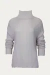 Esley Collection Knit Mock Neck Sweater In Beige In Purple