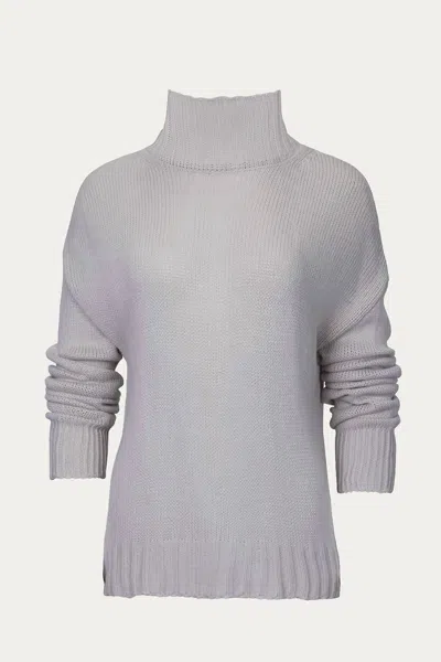 Esley Collection Knit Mock Neck Sweater In Beige In Purple