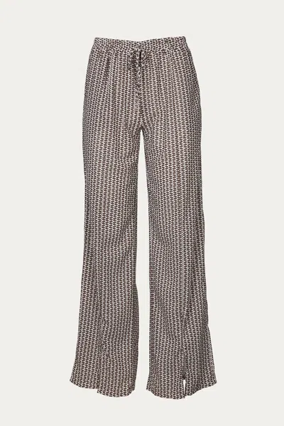 Esley Collection Relaxed Slit-hem Printed Jersey Pant In Brown