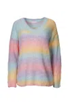 Esley Collection V-neck Rainbow Sweater In Blush In Multi