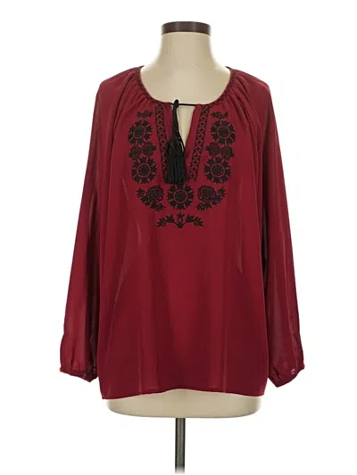 Pre-owned Esley Long Sleeve Blouse In Burgundy