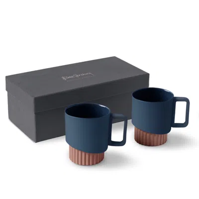 Esma Dereboy Blue / Orange Corint Mug Set Of Two Coral Ocean Colour