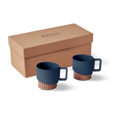 Esma Dereboy Blue / Orange Corint Tea Cup Set Of Two Coral Ocean Colour In Multi