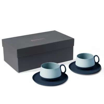 Esma Dereboy Blue Tube Tea Cup Set Of Two Ocean Ice Colour