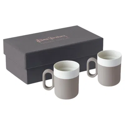 Pre-owned Esma Dereboy Handmade Porcelain Espresso Set By  – Rock Ivory, Award Winning In Gray