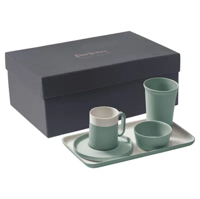 Pre-owned Esma Dereboy Handmade Porcelain Espresso Set W/ Plate – Nile Ivory  In White