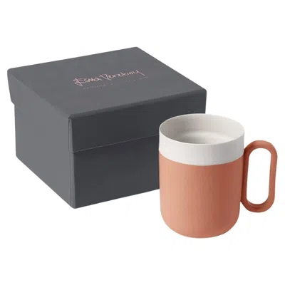 Pre-owned Esma Dereboy Handmade Porcelain Mug By  – Coral Ivory, Award Winning In Red