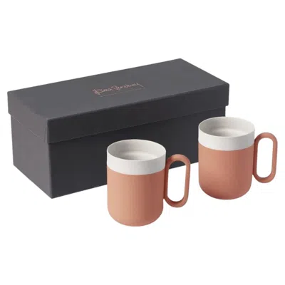 Pre-owned Esma Dereboy Handmade Porcelain Mug Set Of 2 By  � Coral Ivory, Award Winning In Red
