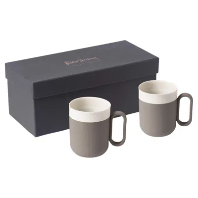 Pre-owned Esma Dereboy Handmade Porcelain Mug Set Of 2 By  – Rock Ivory, Award Winning In Gray
