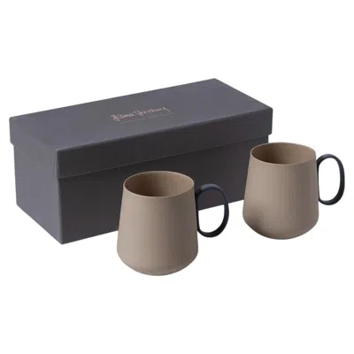 Pre-owned Esma Dereboy Handmade Porcelain Mug Set Of 2 Rock By  Tube Collection In Gray