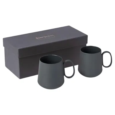 Pre-owned Esma Dereboy Handmade Porcelain Mug Set Of Two - Black  Tube Collection
