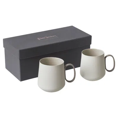 Pre-owned Esma Dereboy Handmade Porcelain Mug Set Of Two - Ivory  Tube Collection In White