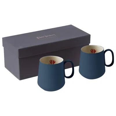 Pre-owned Esma Dereboy Handmade Porcelain Mug Set Of Two Ocean Colour -  Red Coral