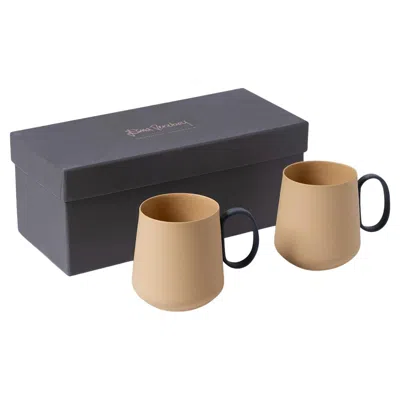 Pre-owned Esma Dereboy Handmade Porcelain Mug Set Of Two - Straw  Tube Collection In Gray