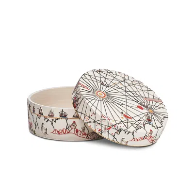 Pre-owned Esma Dereboy Limited Edition Handmade Ceramic Bowl W/ Lid – Piri Reis Collection In Sand