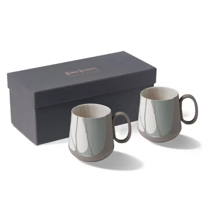 Esma Dereboy Neutrals / Green / White Tube Mug Set Of Two  Colour Wave  Nile Green Rock Colour In Gray