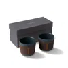 Esma Dereboy Touch Of Leather Mug Set Of Two Leather Collar Black Colour In Black