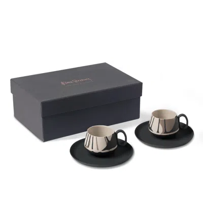 Esma Dereboy Tube Espresso Cups With Saucer Set Of Two Colour Wave Black Rock