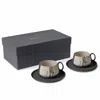 Esma Dereboy Tube Tea Cups With Saucer Set Of Two Colour Wave Black Rock In Black