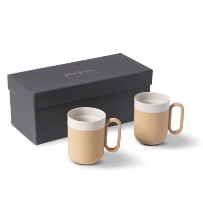 Esma Dereboy White / Orange Capsule Mug Set Of Two Straw Ivory Colour In Neutral