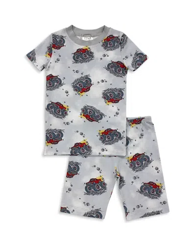 Esme Boys' Monster Truck Print Short Sleeved Top & Shorts Pajama Set - Little Kid In Multi