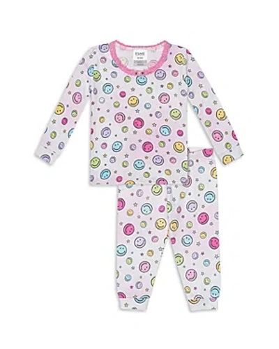 Esme Girls' Long Sleeved Top & Pants Pajamas Set - Little Kid In Happy Pink
