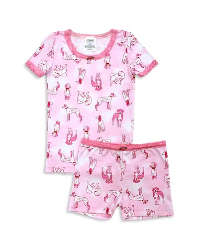 Esme Girls' Paw Club Short Sleeved Shorts Pajama Set - Little Kid In Multi