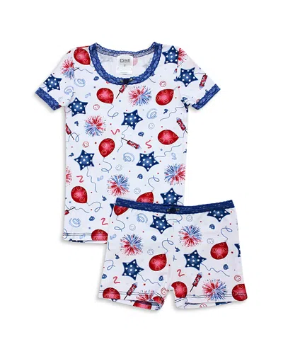 Esme Girls' Printed Short Sleeved Top & Shorts Pajama Set - Little Kid In Multi