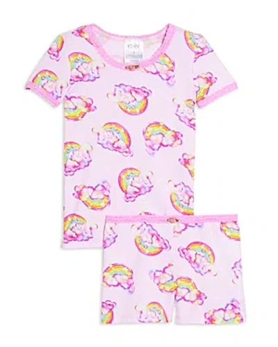 Esme Girls' Short Sleeved Top & Pajama Boxer Shorts - Little Kid In Pink