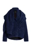 Esånt Pilsen Shawl-collar Wool-blend Coat In Navy