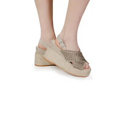 Espadrilles Bronze Cotton High Heel Women's Pumps In Brown