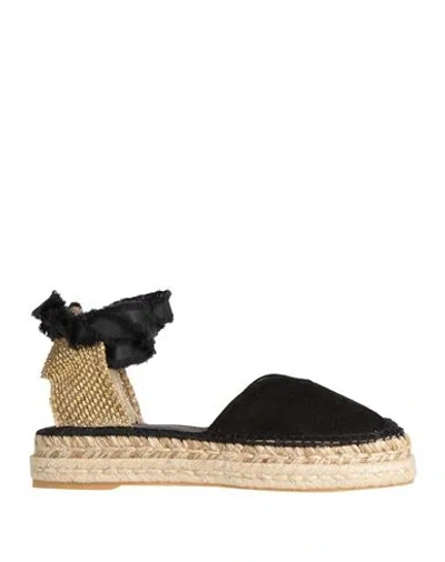 Espadrilles Woman  Black Size 8 Leather, Textile Fibers
