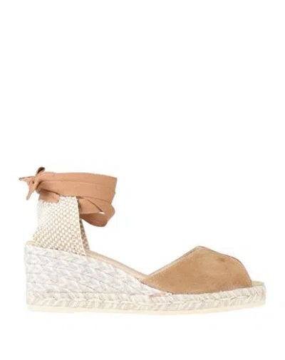 Espadrilles Woman  Camel Size 11 Leather In Beige