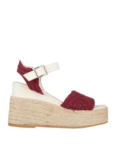 Espadrilles Woman  Garnet Size 6 Leather, Textile Fibers In Red