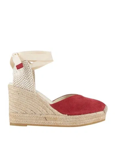 Espadrilles Woman  Garnet Size 8 Leather, Textile Fibers In Red