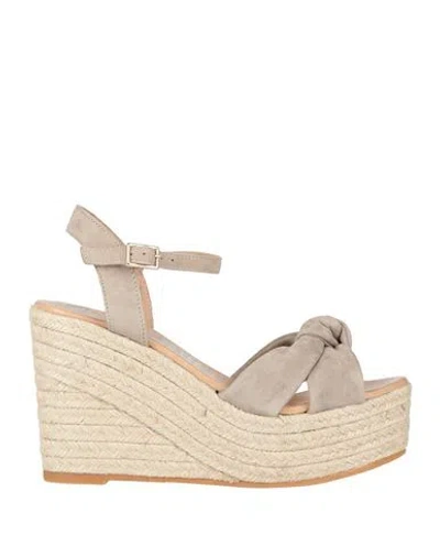 Espadrilles Woman  Grey Size 10 Leather In Gray